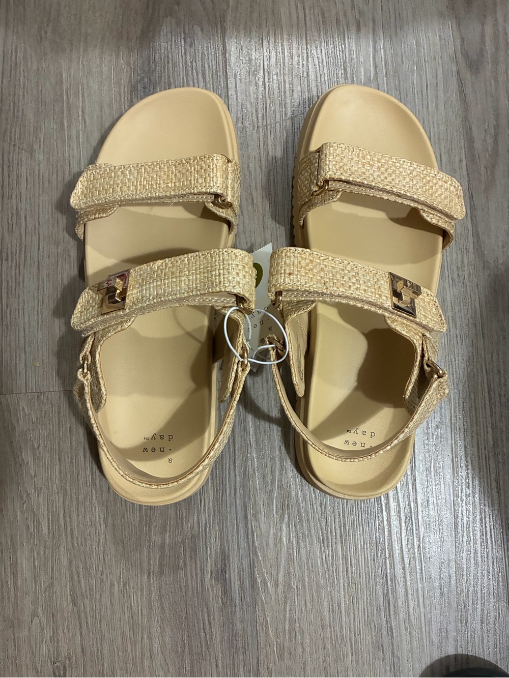 a new day Tan Woven Double-Strap Sandals